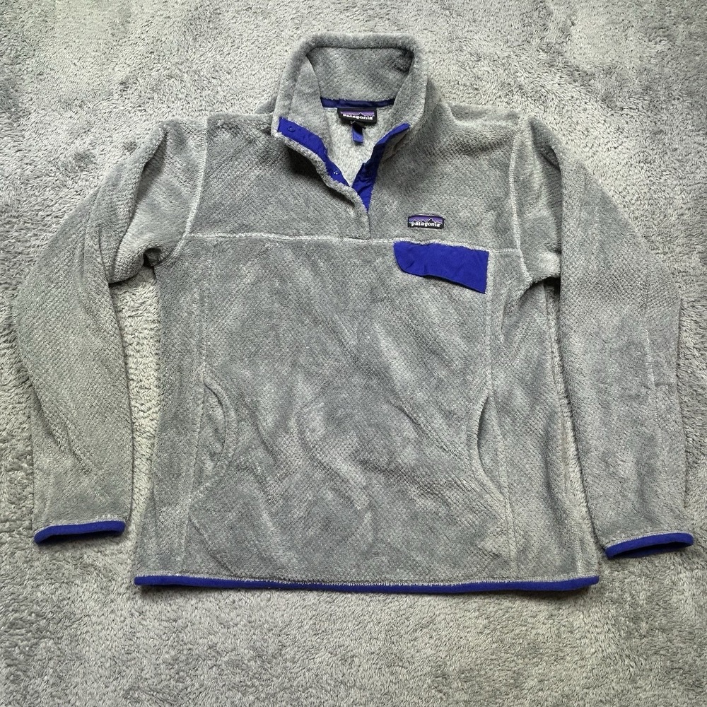 Patagonia Re-Tool Snap-T Pullover‎ Women's L Gray Polartec Fleece Pocket Sweater
